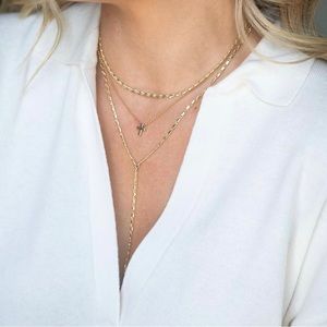 Electric Picks X Laura Beverlin Limited Edition gold plated lariat necklace.